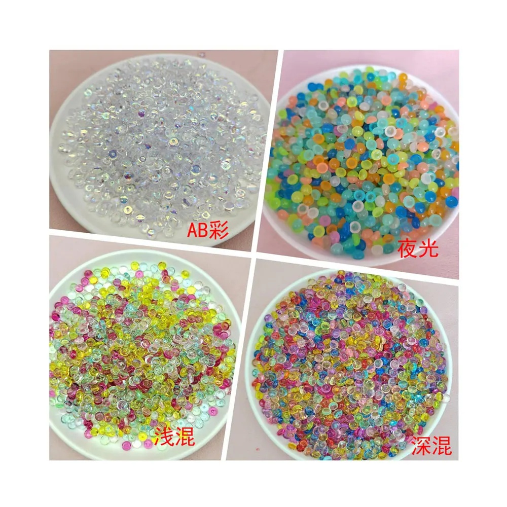 

7mm Crystal Acrylic Stone Beads Fishbowl Slime Cabochon Flat Round Shape for Wedding Decorations