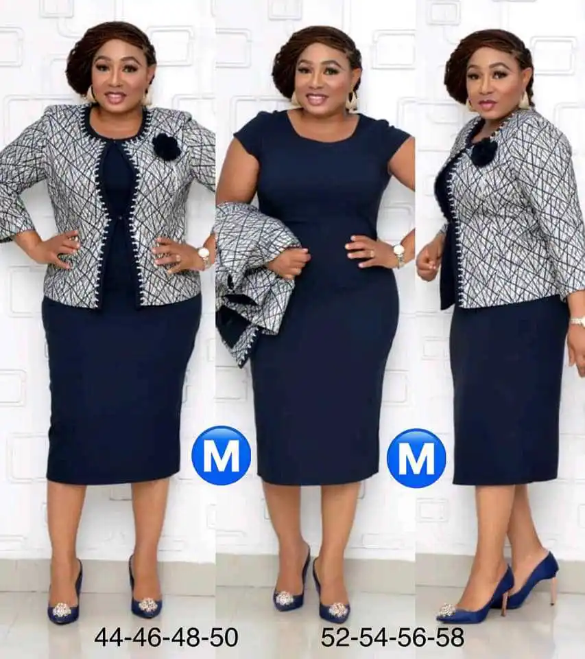 

African Style Coat and Dress Suits Plus Size ladies office wear dresses with jacket suit, As showed