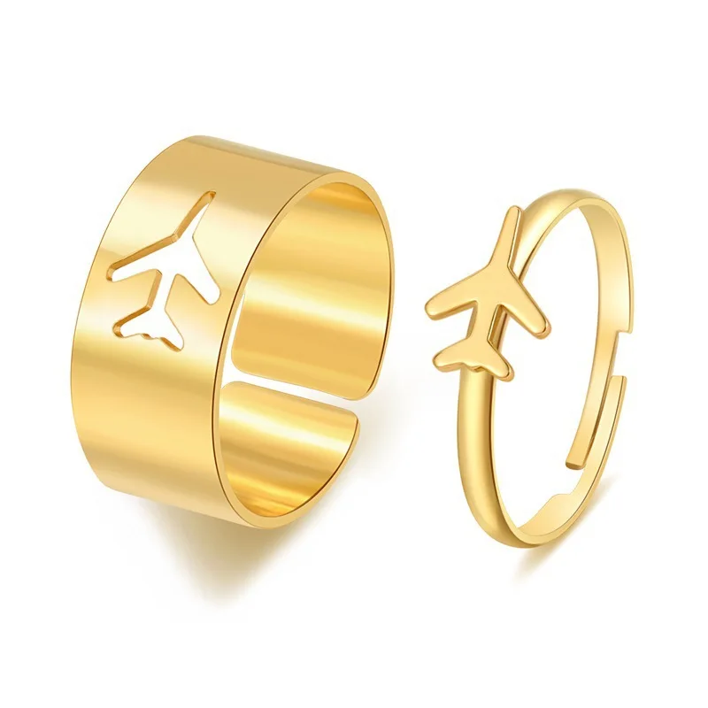 

Trendy Lover Star Moon Aircraft Cherry Dinosaur Mushroom Butterfly Rings For Women Men Couple Open Ring Set Women Jewelry, Gold ,silver