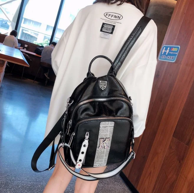 

TLB-8D399 Latest lady travel backpack genuine leather crystal letter K crossbody shoulder bag