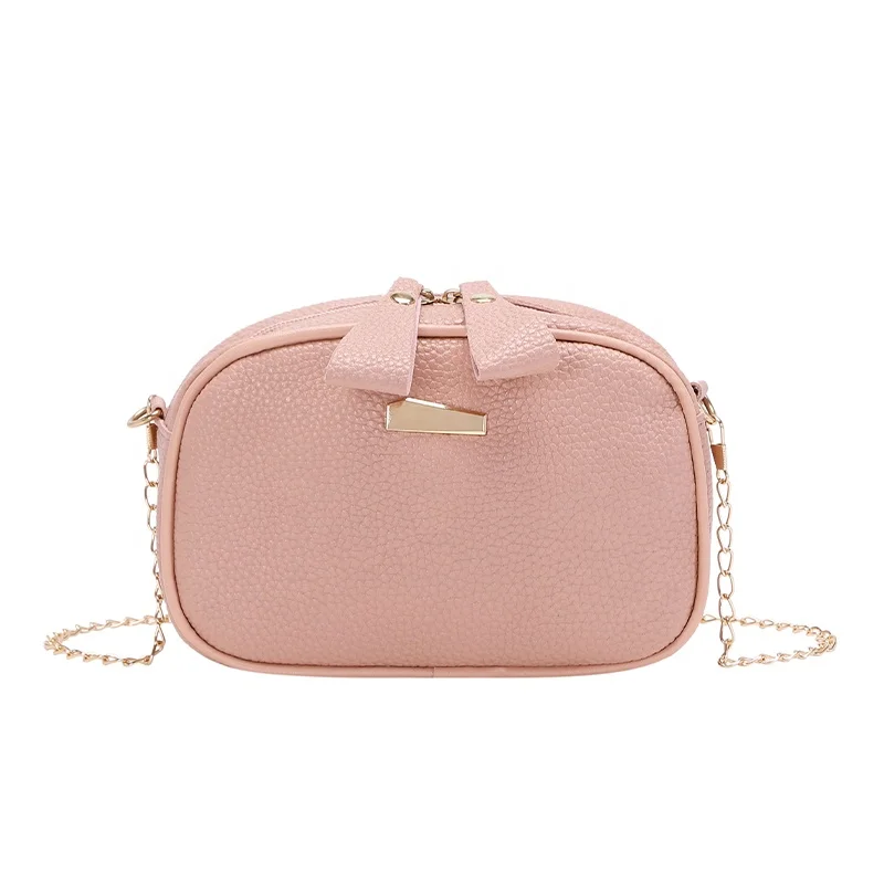 

Leisure sports shopping solid color semi circle box shaped chain oblique bag, Grey pink black white blue