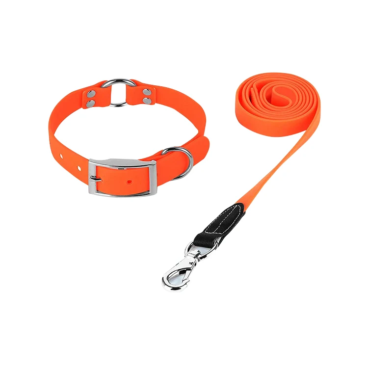 

Heavy Duty Waterproof Pet Collar Matching Leash Set, PVC Durable Dog Collar with Leash, Adjustable Training collars for Dogs, All colors can be customed