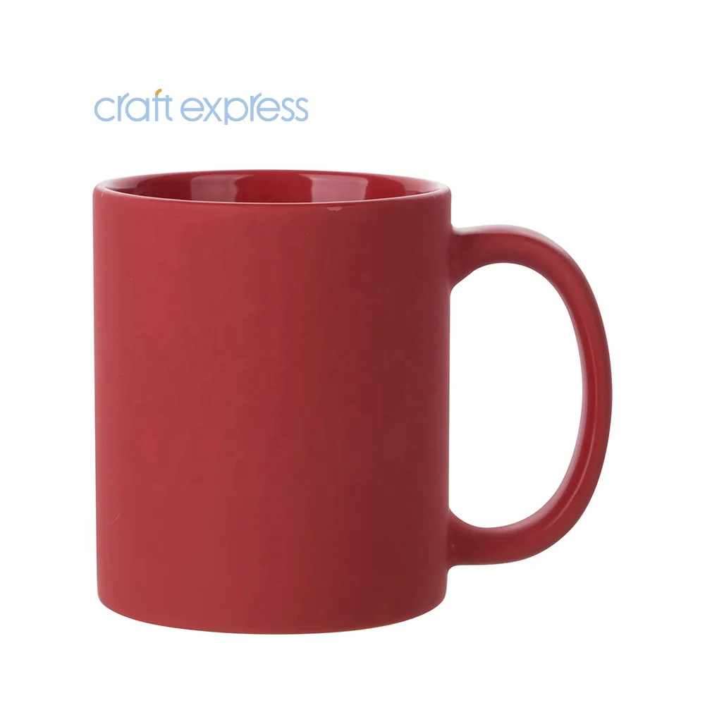 

Craft Express Wholesale Trustworthy Coating 11Oz Full Color Red Frosted Travel Mugs Sublimation Laser Engraved Coffee Mug, Frosted, red