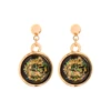 de98034 Epoxy Resin Black Elegant Druzy Stud Earrings For Women Cute Beads Mermaid Earrings Gold Studs