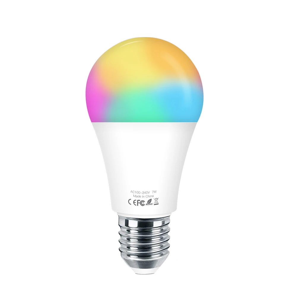 Smart WiFi LED Light Bulbs Compatible with Alexa and Google Home (No Hub Required) RGBCW Multi-Color 7W A19 Color Changing Bulb