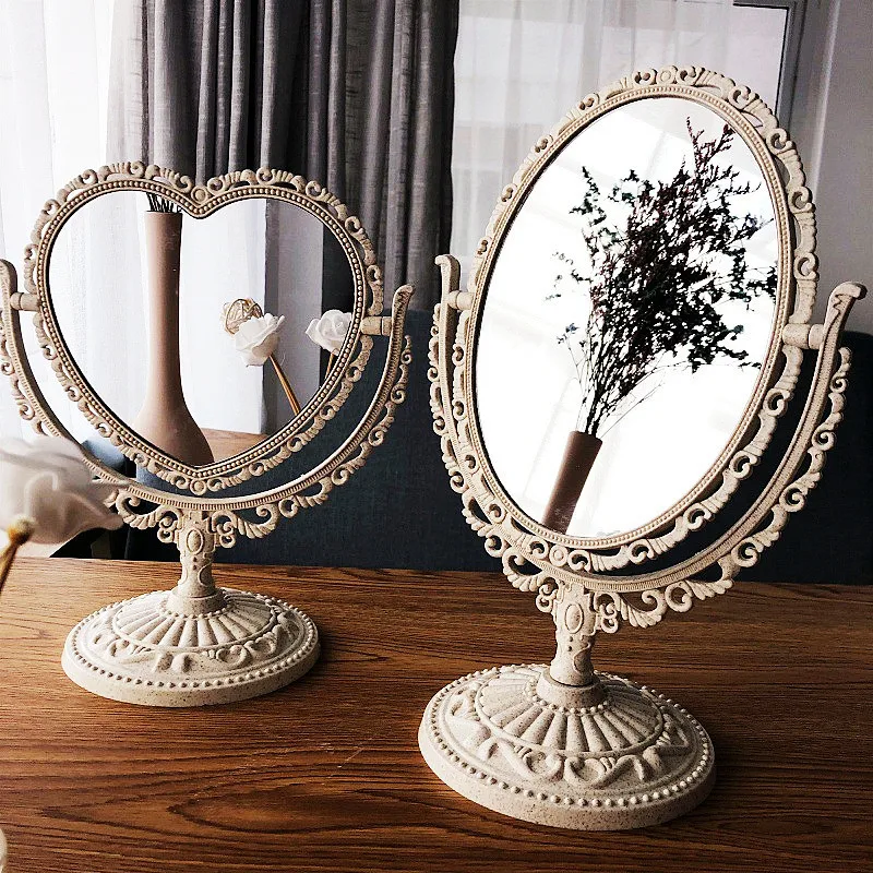 

Double Side for Desk Vintage Vanity Makeup Mirror Mirror for Coquette Danish Pastel Room Decor