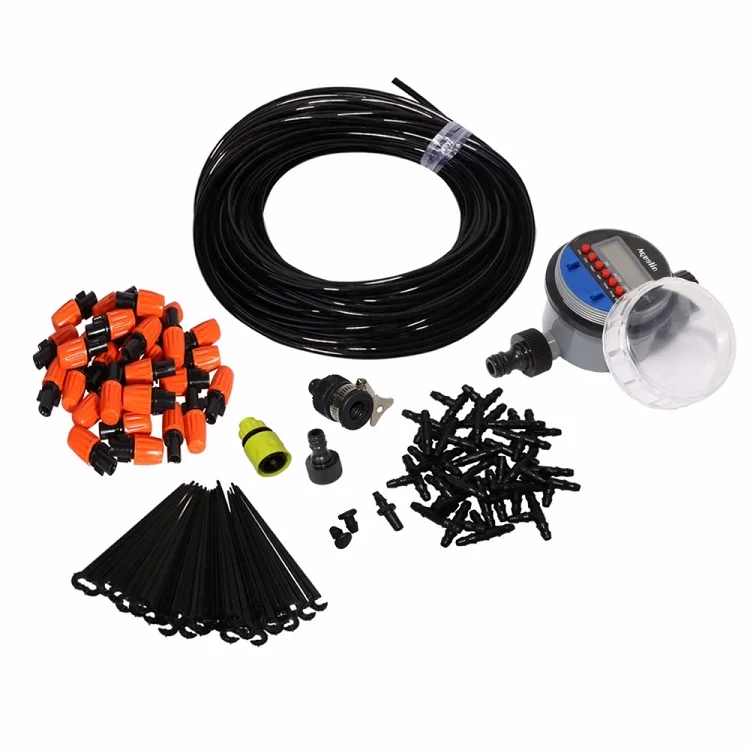 

Micro Irrigation Kit Saving Water with Adjustable Dripper For Greenhouse Patio Lawn, Black