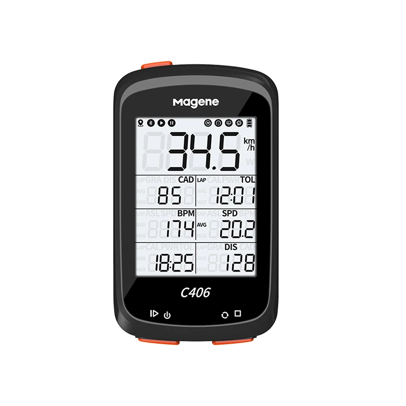 

Road Bike Mountain Bike Wireless Speed Cycling Odometer C406 Gps Bike Computer, Black, red, blue, orange