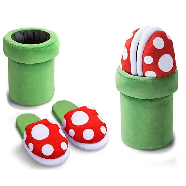 

Creative Mario Piranha Plants Plush Funny Slippers Loafer With Pipe Pot Holder Funny Gifts for Women