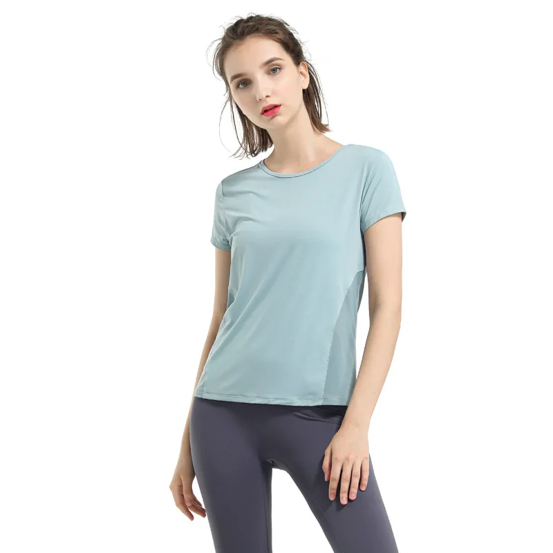 

Women's Nude Feel Quick-drying Breathable Sexy Stretch Dance Yoga Sports Running Fitness T-shirt