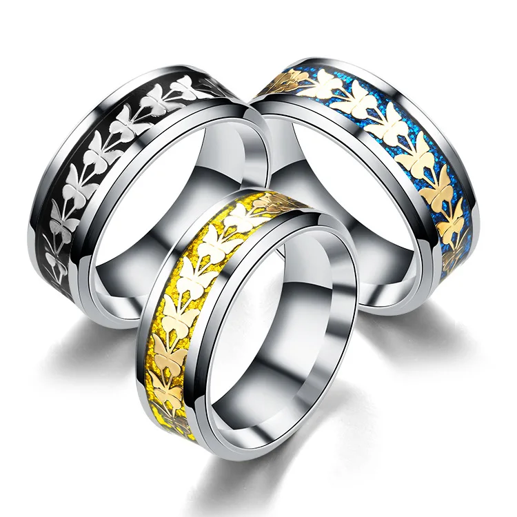

Jachon Fashion reduced men Titanium Steel Rotation jewelry butterfly ring, Picture