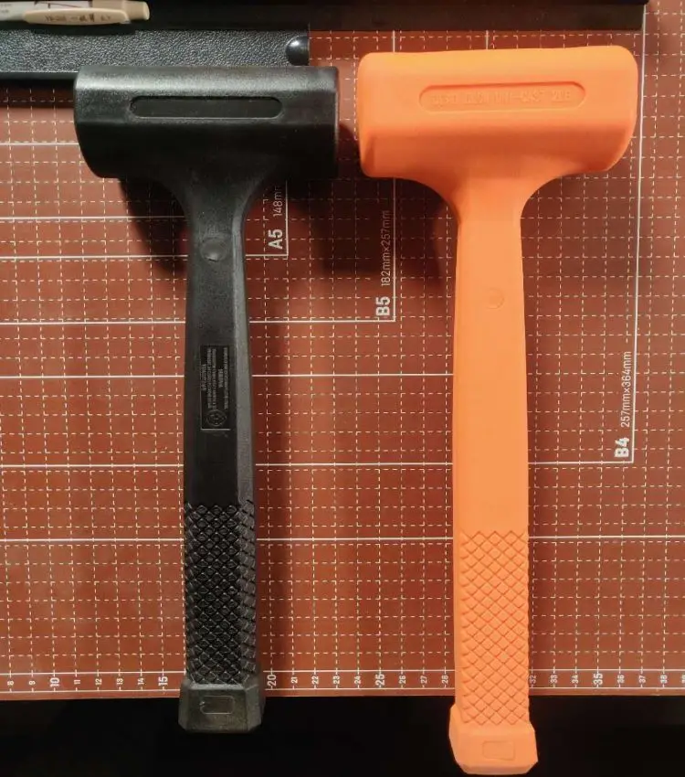 

Black /orange/white dead blow rubber hammer No Elastic rubber mallet Hammer, Black white yellow transparent