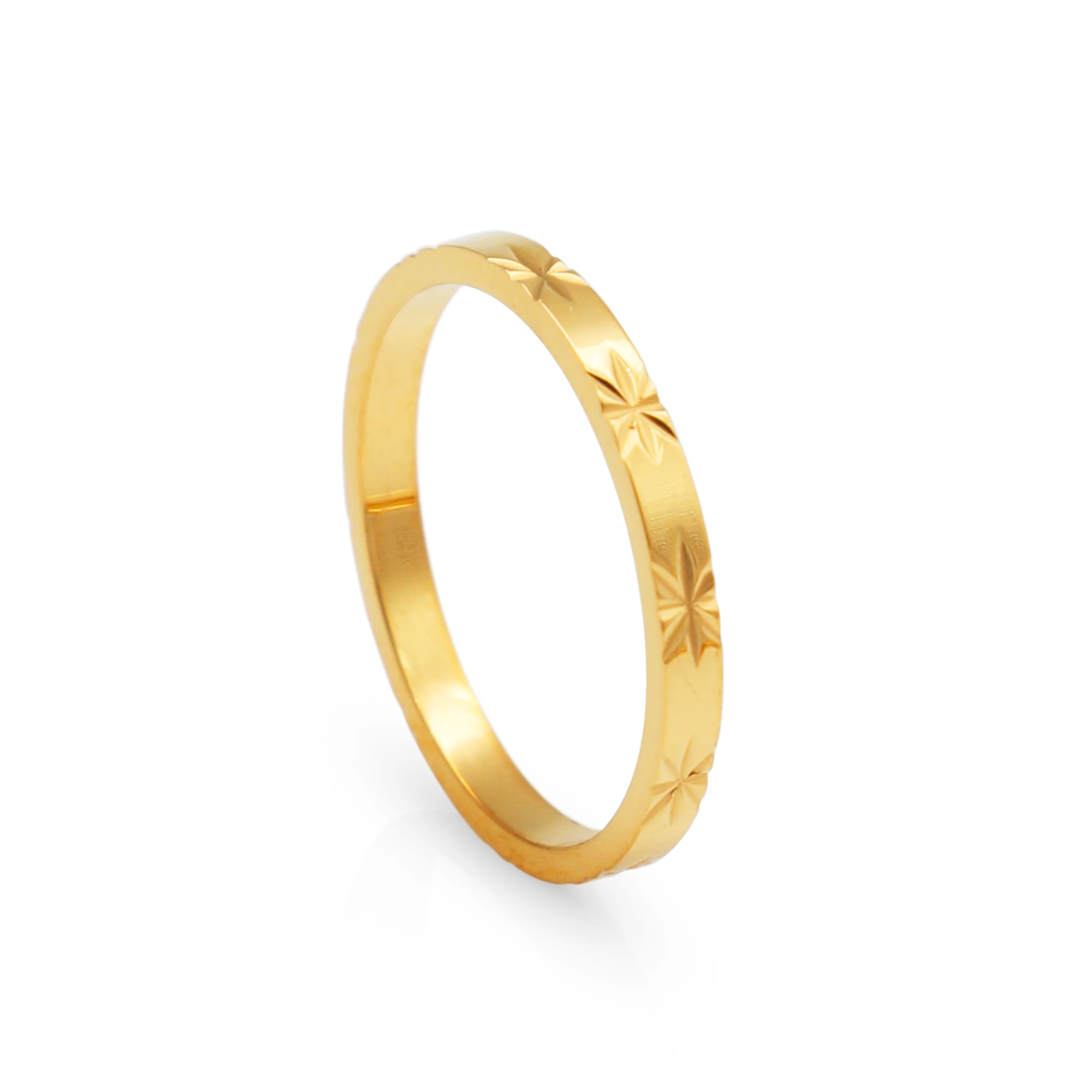 

Chris April non tarnish 316L stainless steel PVD 18k gold plated minimalist band star finger women ring