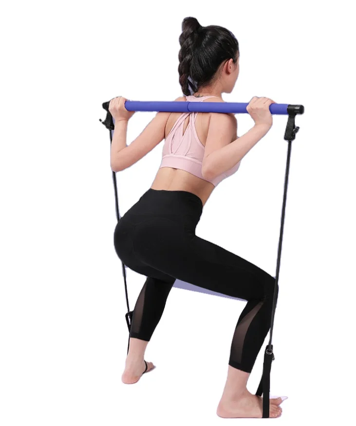 

2021 Vivanstar Multifunction Pilates Stick Back Trainer with Resistance Band Body Use Stick Model YG6603 Yoga Stick