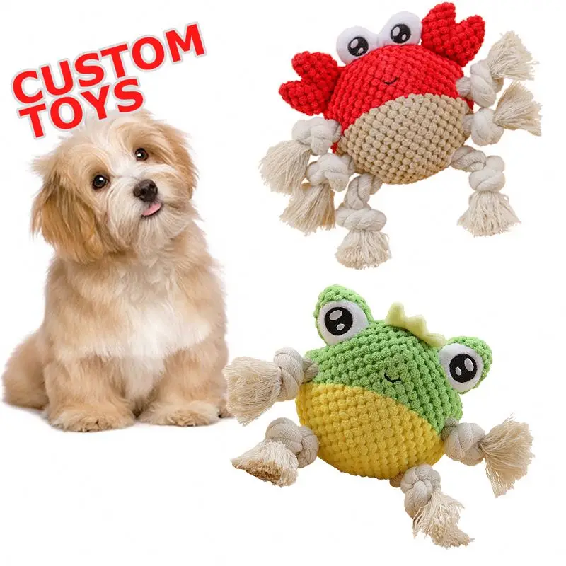 

Hot sale 2023 new cute stuffed animals crab soft squeaky interactive rope pet chew dog plush toys for aggressive chewers