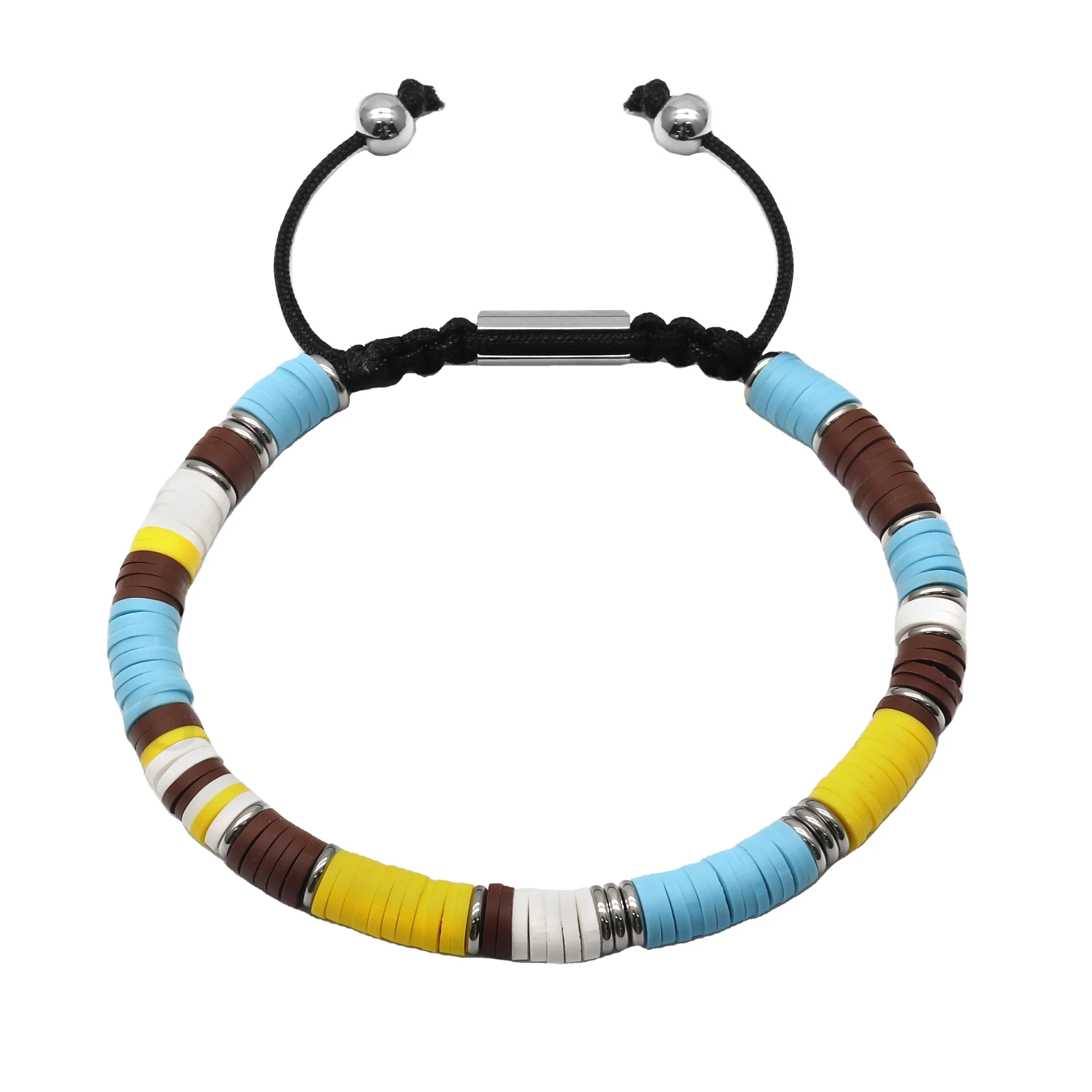 Goldix Jewelry's Classic Certified Charm Bracelet Lock Pattern Colorful Disc Spacers Rubber Macrame Silicone Beaded Unisex Gift