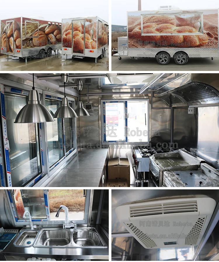 Food Trailer Thailand 5 Meter 2 Axles Food Truck Stainless Gas Stove