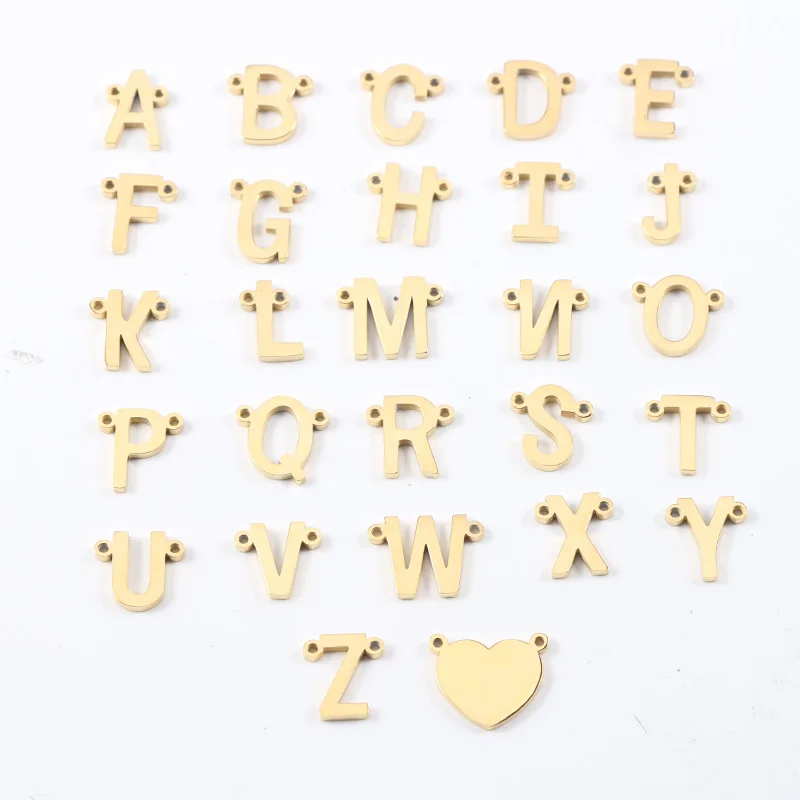 

Mirror Polished Stainless Steel 10mm DIY Initial Pendant Letter Charms for Necklace Making