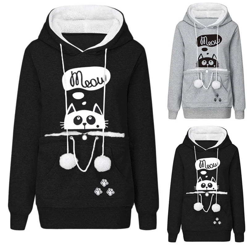 

Cat Ear Big Kangaroo Pouch Hoodie Long Sleeve Pet Cat Dog Holder Carrier Sweatshirt