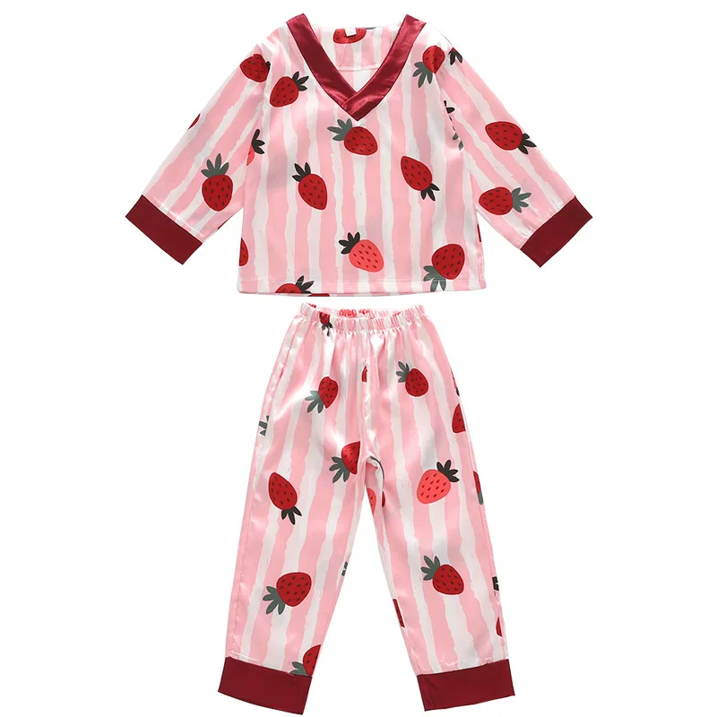 

Spring and autumn 2020 new girls' home wear long sleeve silk imitation suit