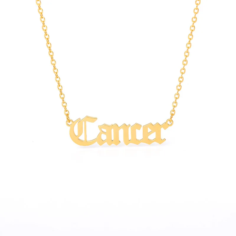 

2021 Hot Sale Letter Pendant Necklace Gold Chain Stainless Steel Cacer Horoscope Necklace, Gold color