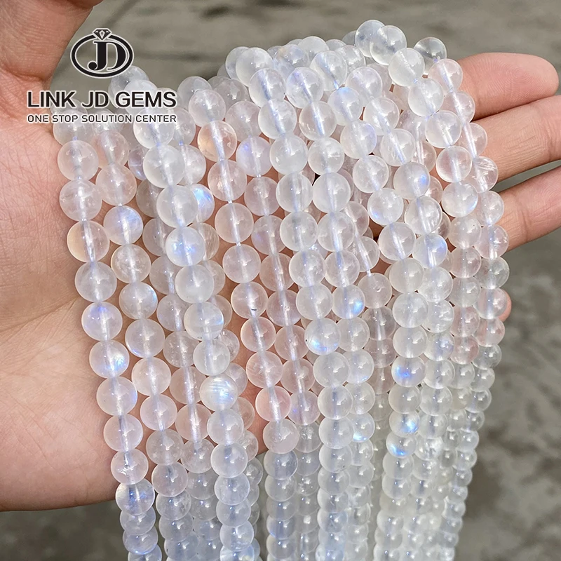

4mm 6mm 8mm 10mm Pick Size Round Loose Stone Beads 5A Natural Blue Moonstone Healing Gemstone Bead for Jewelry Craft Making