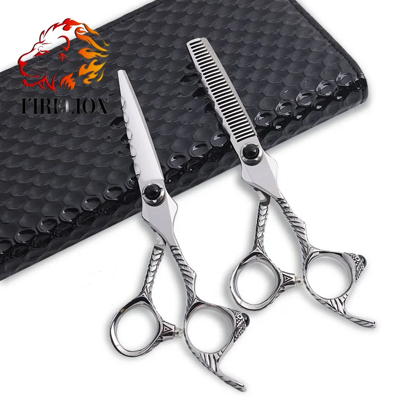 

Japanese VG10 stainless steel high quality professional barber scissors hair cutting scissors convex hairdressing scissors, Silver
