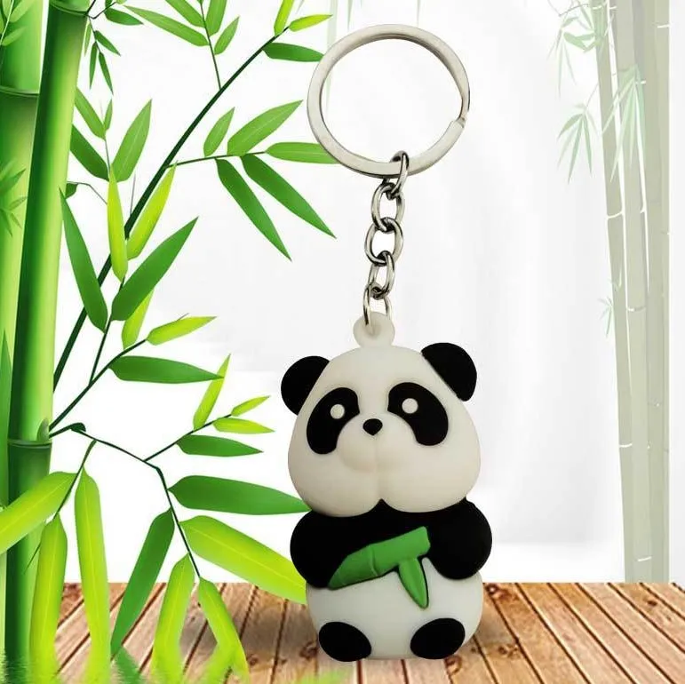 

Cute Panda Keychain Fashion Key Ring 3D Figure Key Chain Charm Key Holder, Colorful