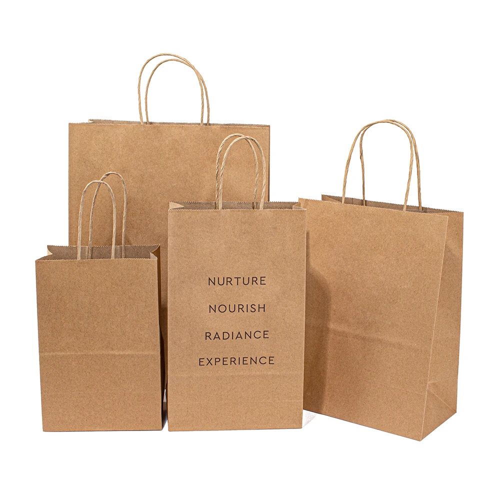 

Custom Logo Printed Brown and White Eco-Friendly Kraft Paper Bag Clothing Shopping Bag Custom Gift Bags with Handles