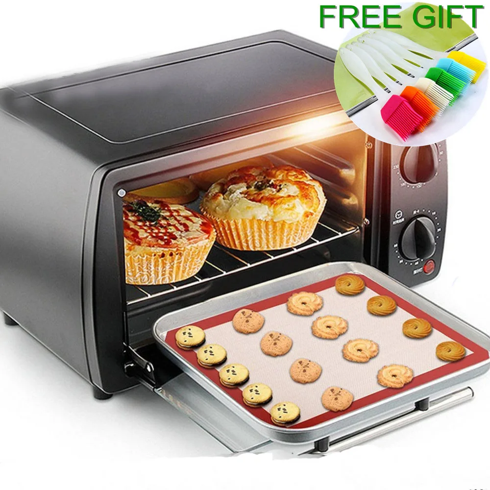 

heat resistant reusable easy to wash non stick silicone baking mats liners 40*30cm, Brown or white