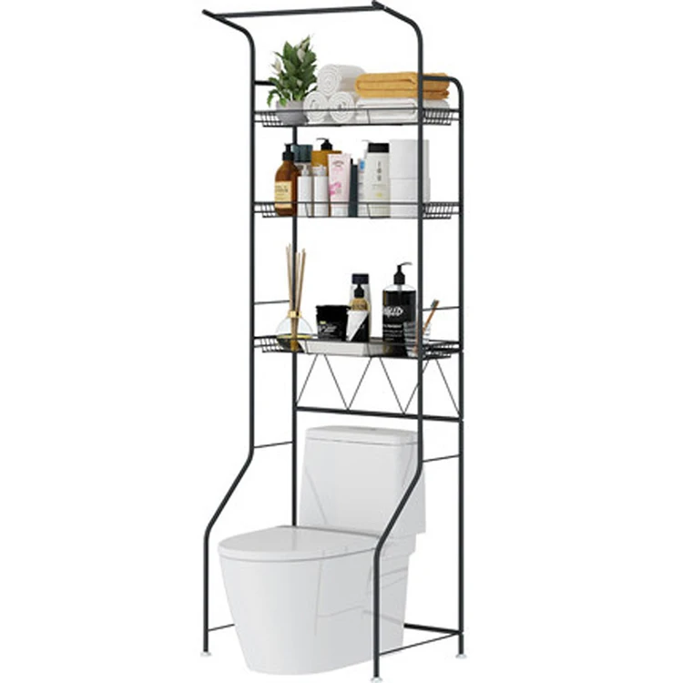 

K&B 3-tier bathroom rack storage toilet rack shelf over the toilet metal storage shelf, Black