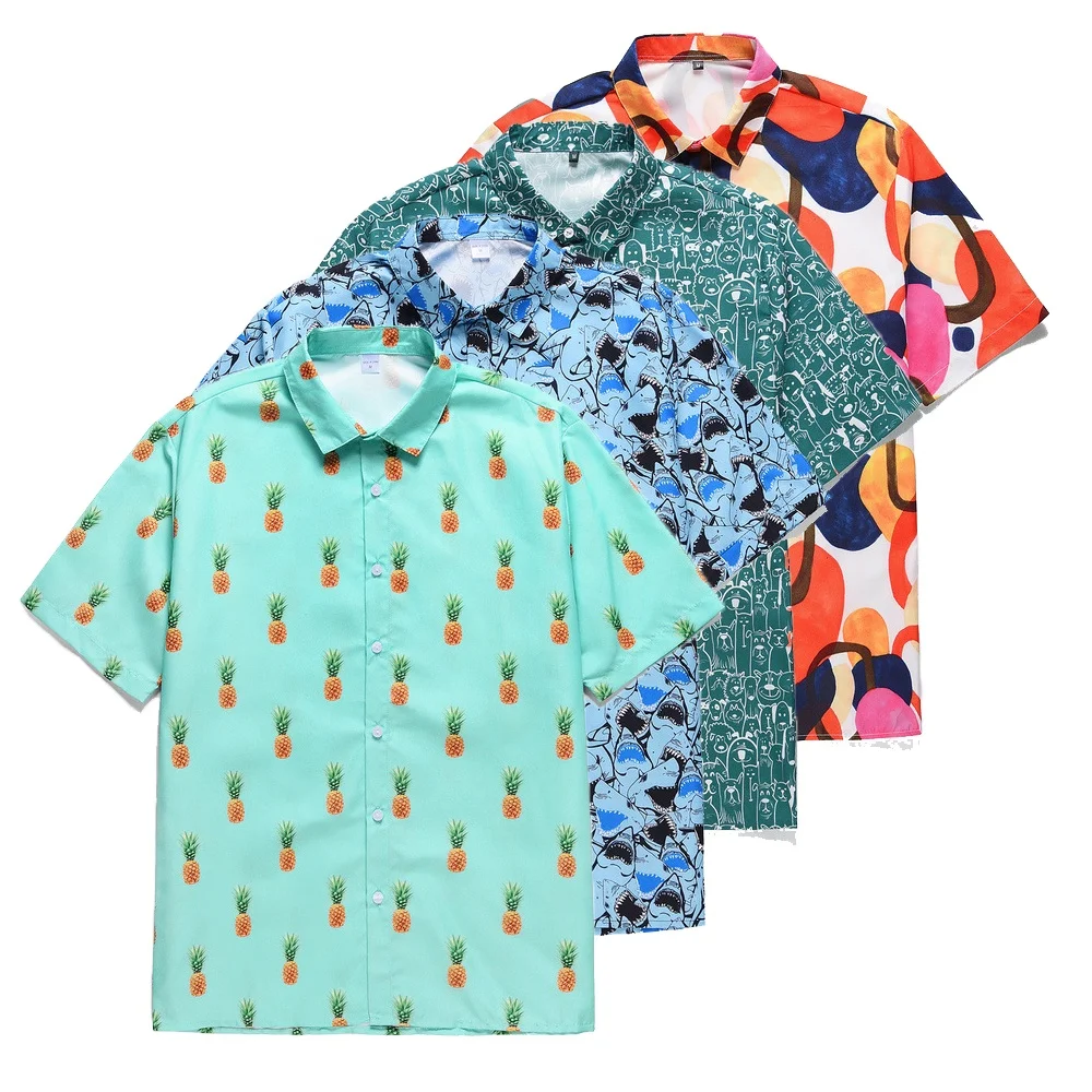 

JL-10113 ODM High Quality Fashion Design Holiday Hawaiian Shirt Men Beach Print Blouse Top Casual Shirts For Men