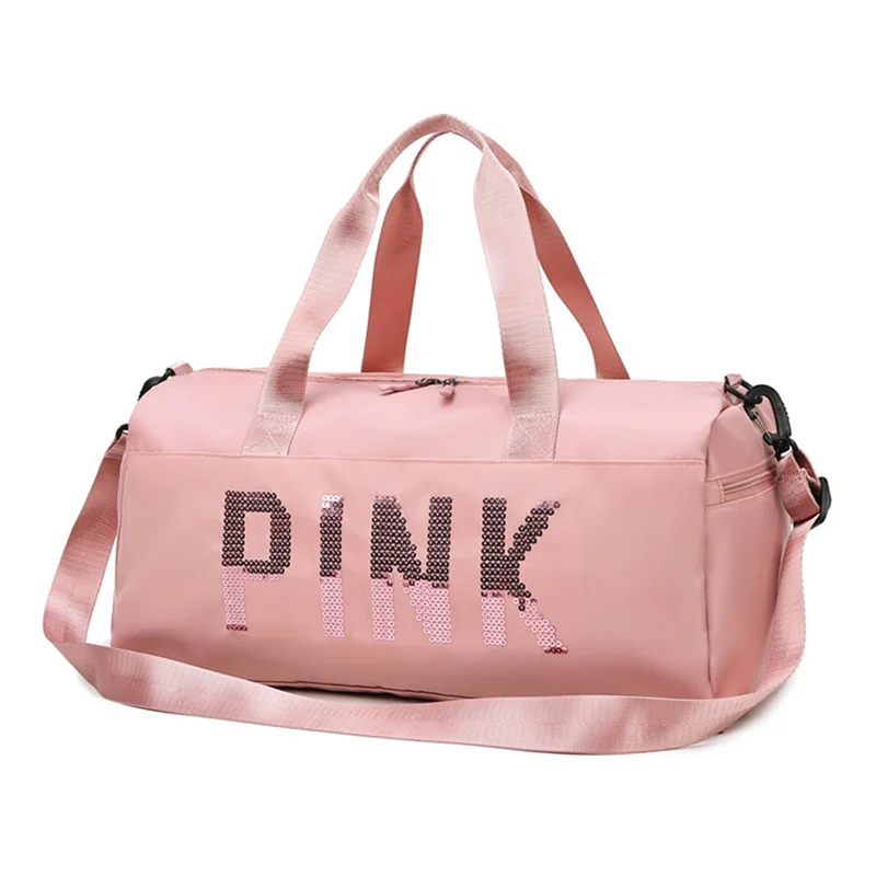 Newest Stylish Pink Duffle Large Capacity Hand Bags Nylon Sequin