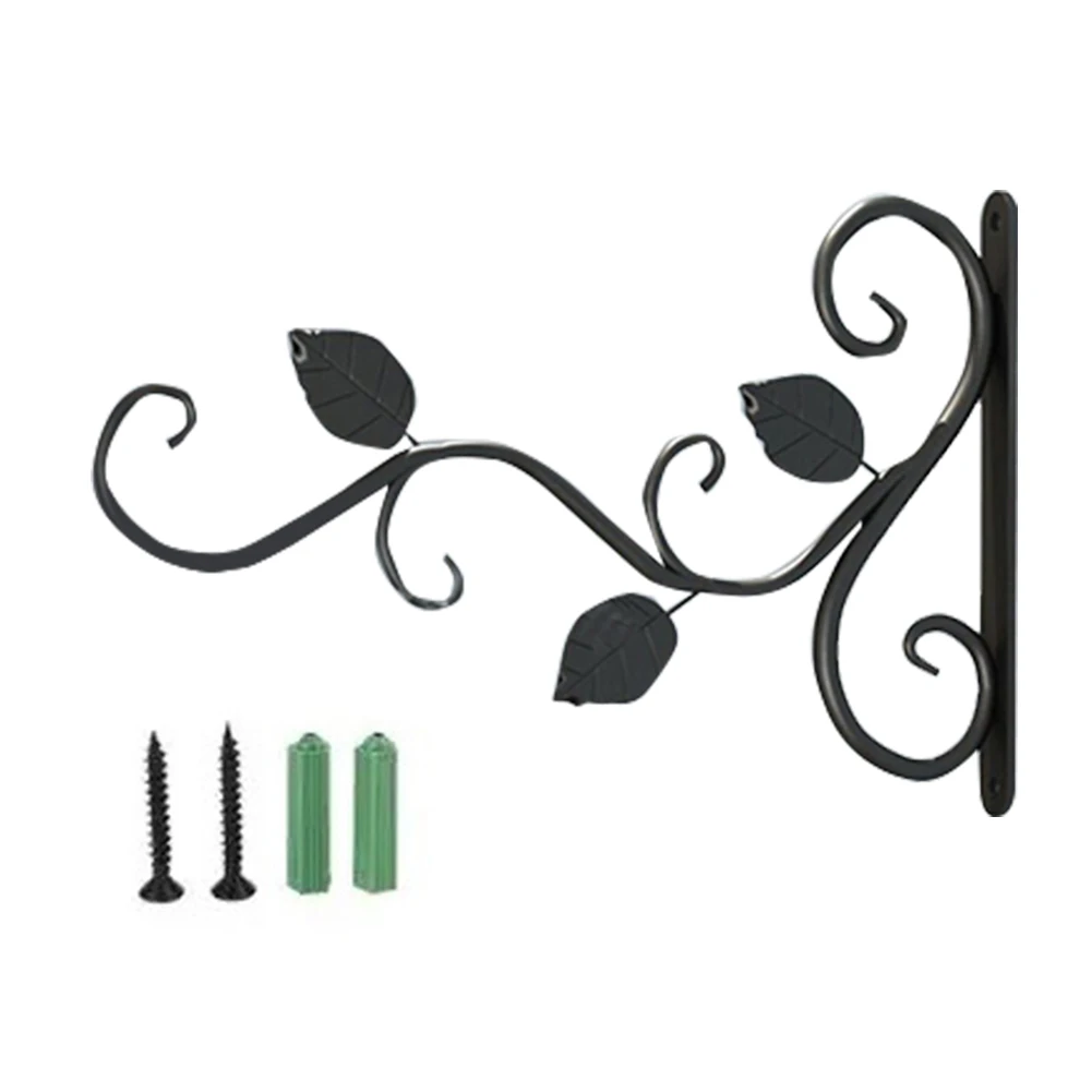 

European-style Hanging Basket Hook Iron Wall Hanging Basket Bracket Black Rust-proof, heavy-duty steel structure