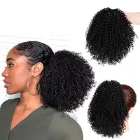 

Afro Synthetic Ponytail for Black Women Clip in Hair Extension Kinky Curly Drawstring Ponytails