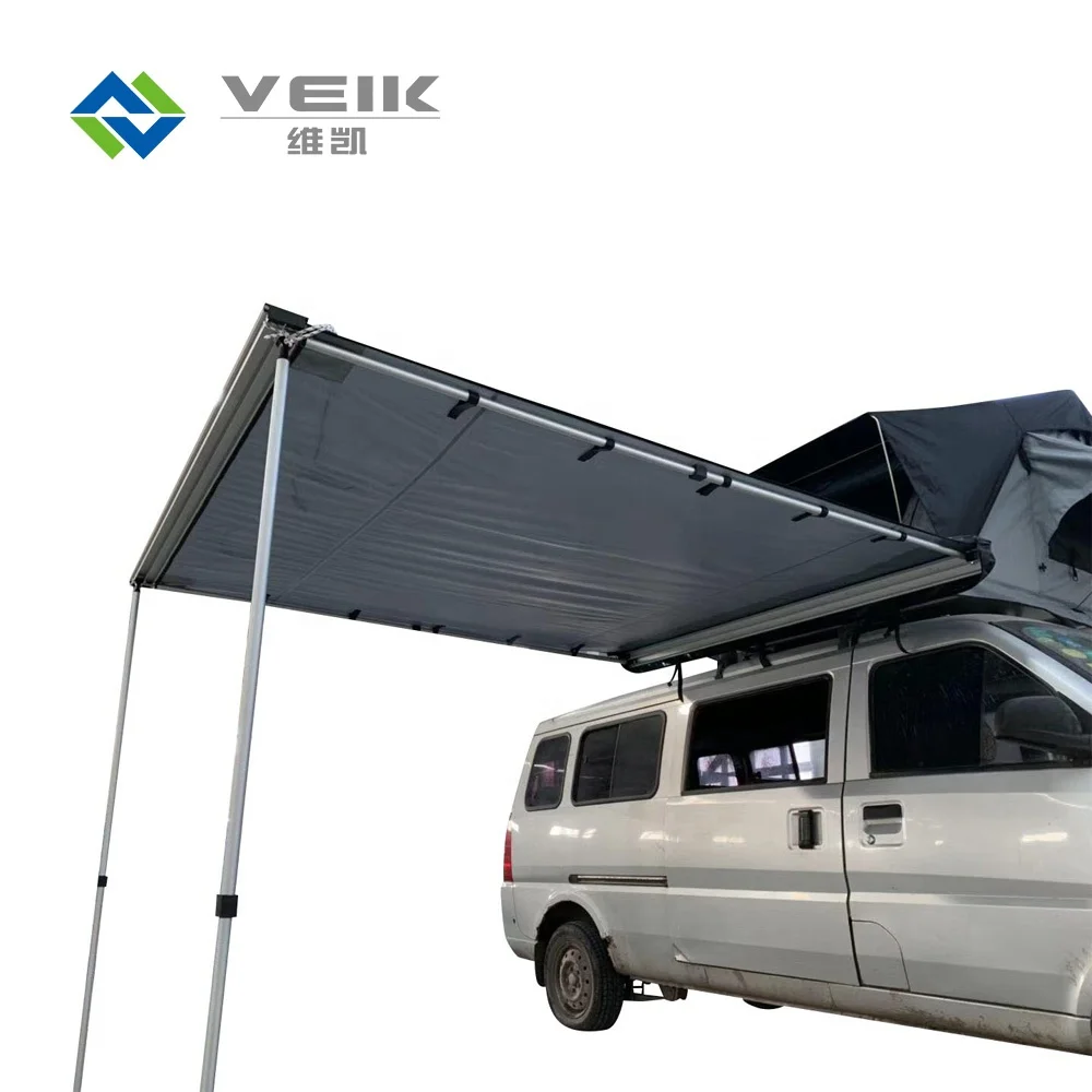 

High Quality SUV Customized Retractable camping rooftop car roof side awning for Camping, Grey or khaki