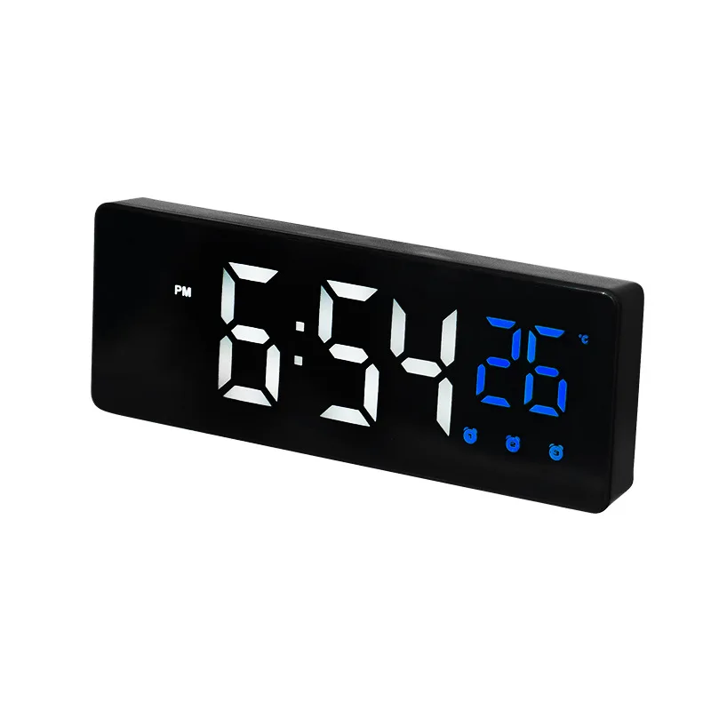

High-quality Sound Control Function Desk&Table Clock With Temperature Calendar Mirror LED Light Alarm Clock
