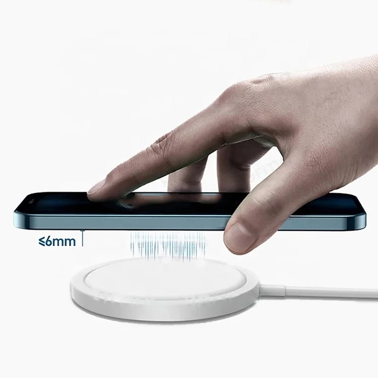 

Best Selling Portable 15W Magnetic QI Wireless Mobile Phone Charger support magsafe wireless Charging, Silver