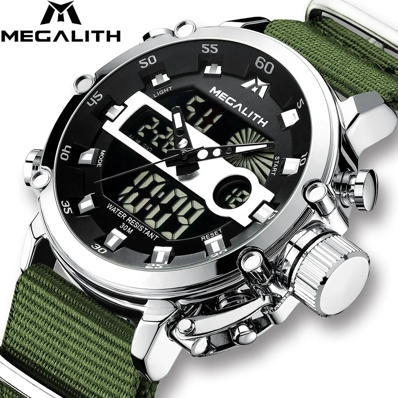 

MEGALITH Top luxury sport waterproof watches Men luxury waterproof Luminous ANALOG-DIGITAL Wristwatches Men Clock Reloj de hombr