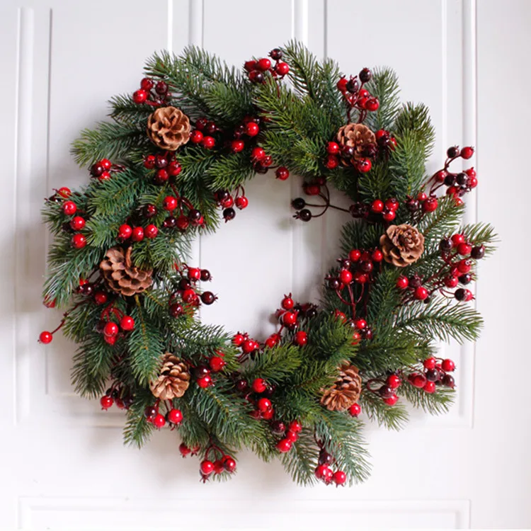Artificial undecorated christmas wreath 45cm hanging door christmas