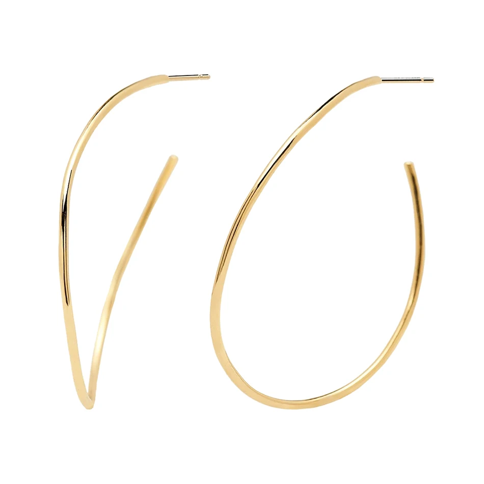 

Trendy Earrings Jewelry 925 Sterling Silver Simple 18k Gold Plated Hoop Earrings Large