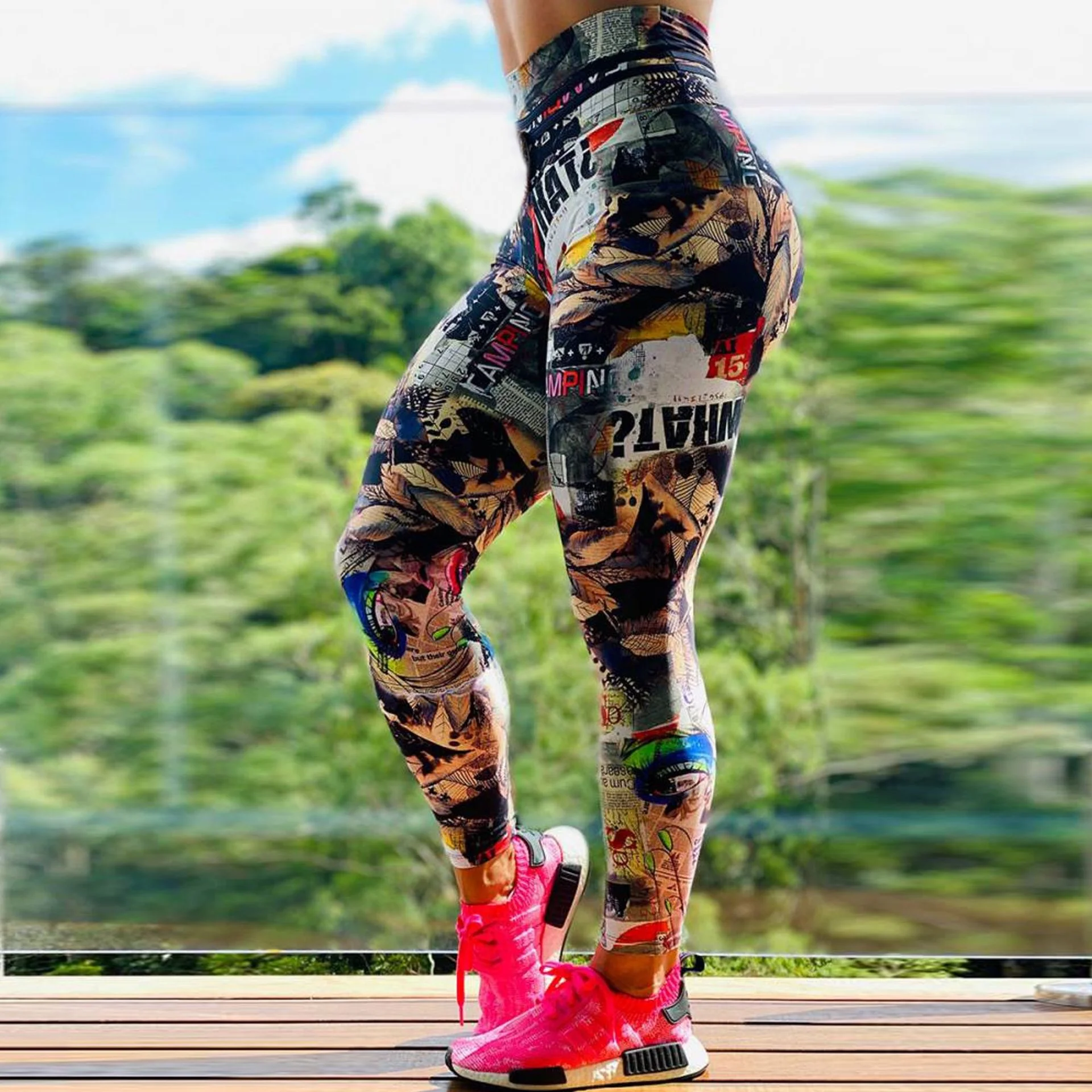 

Fashion Personalized Funky High Waist Yoga Tight Pants Women Plus Size Fitness Sport Leggings