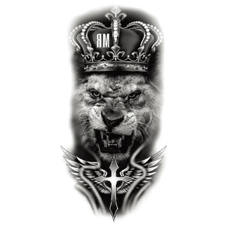 

Painting Art crown lion king tattoos animal temporary tattoo sticker, Cmyk