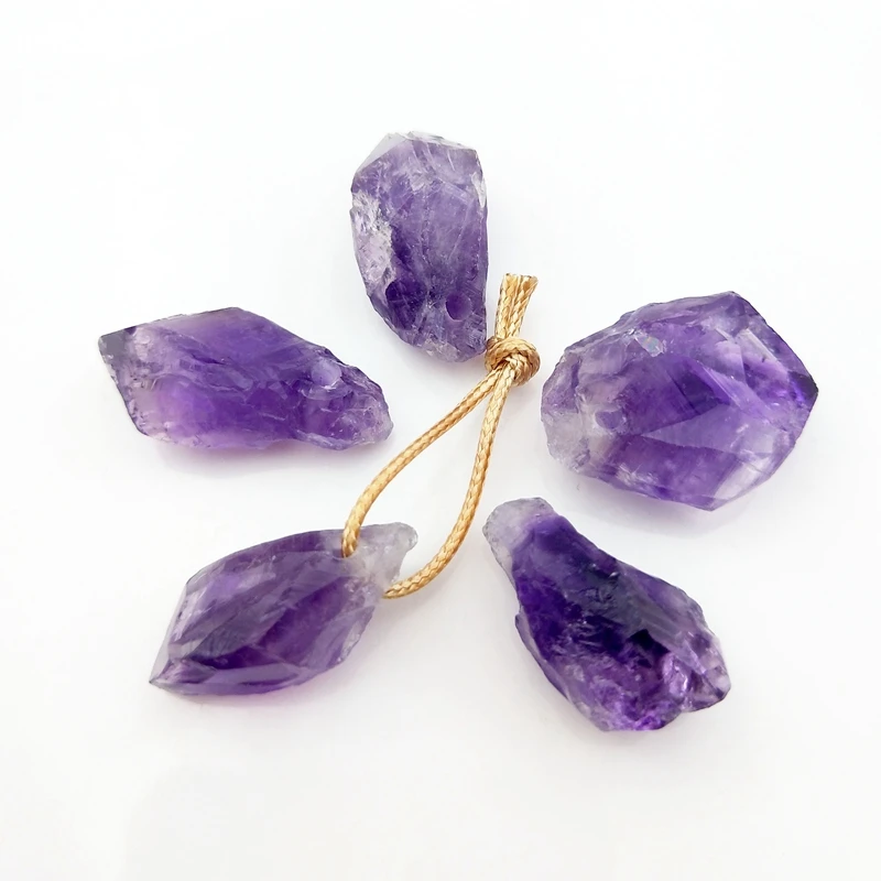 

Natural Raw Amethyst Point Pendant Gemstone Buyers Top Drill Geode Crystal jewelry charms Rough Amethyst Purple Crystal, Purple natural pendant