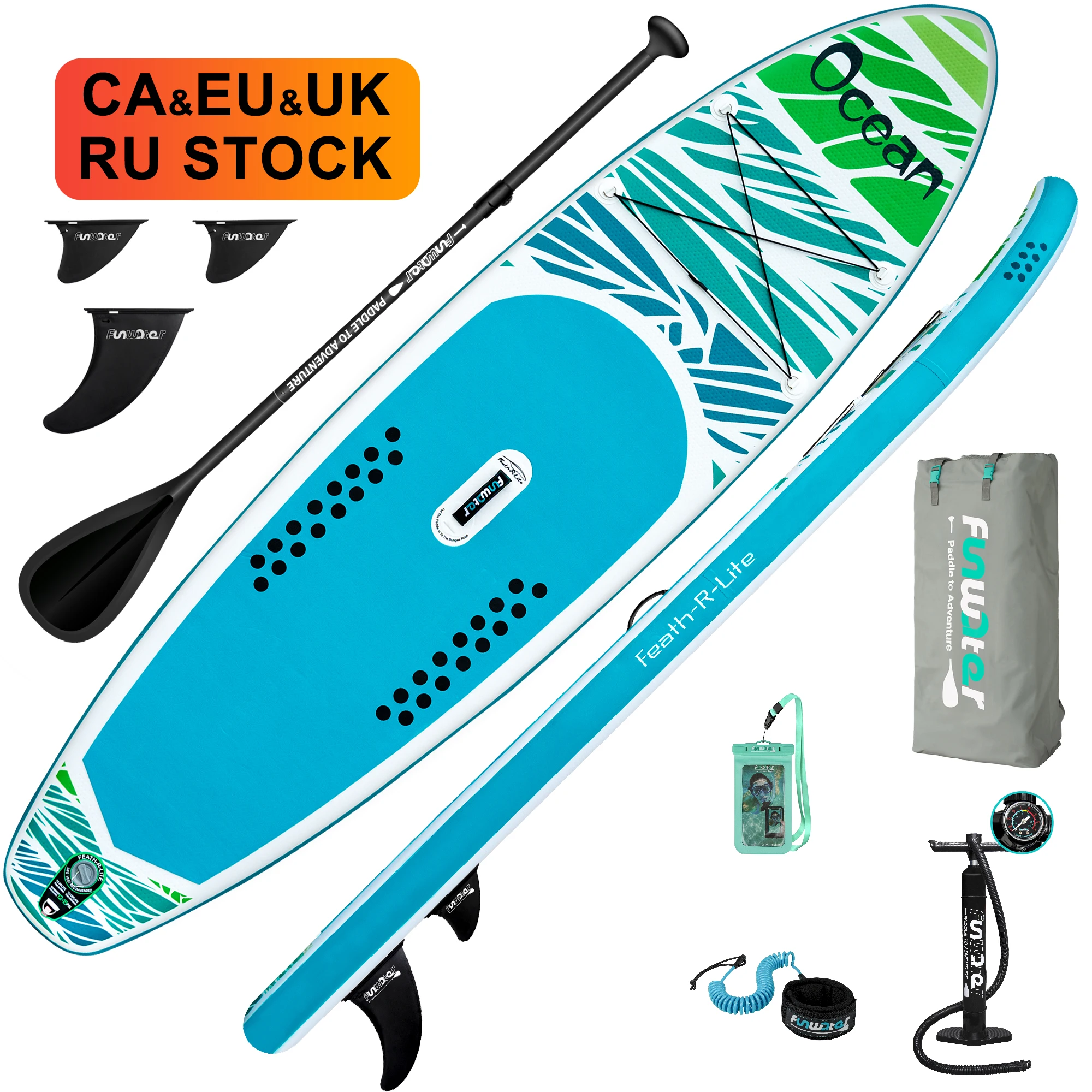 

FUNWATER Dropshipping OEM paddle board inflatable paddle board wood inflatable stand up paddle board clear paddleboard