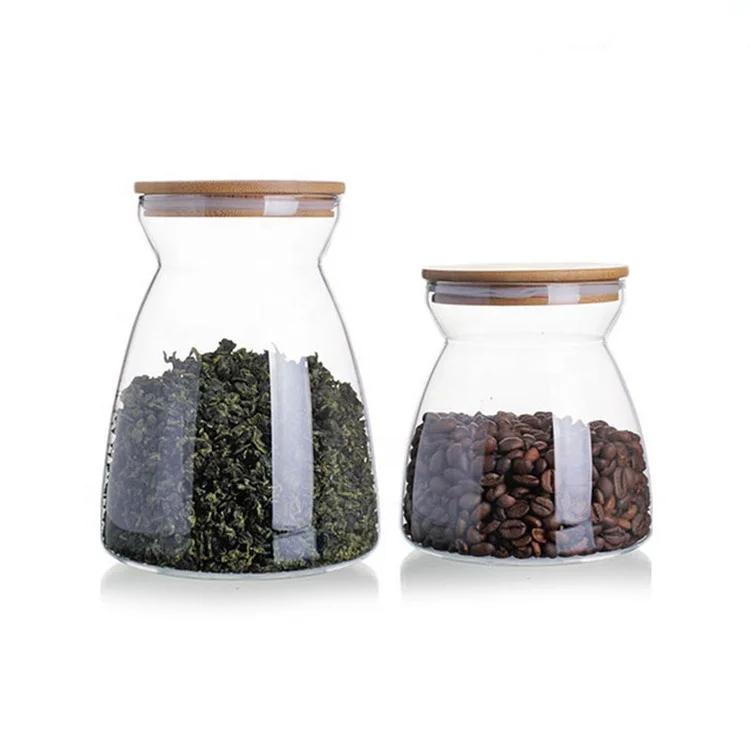 

Air tight marble glass canister 700ml 1100ml food grade empty jars glass for food tea, Clear