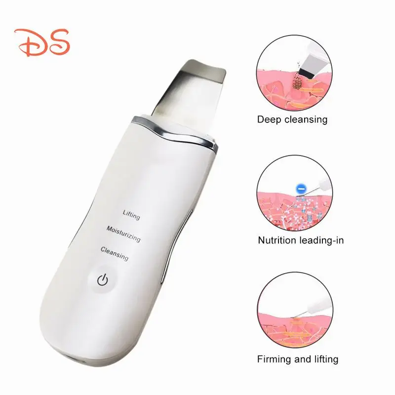 

2021 Newest Skin Blackhead Shovel Face Lifting Waterproof Ultrasonic Skin Scrubber, Black/ white