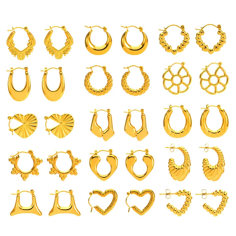 

Wholesale Stainless Steel 14k Gold Love Heart stud Earrings Women Simple Huggie Hoop Earrings Jewelry For Gift