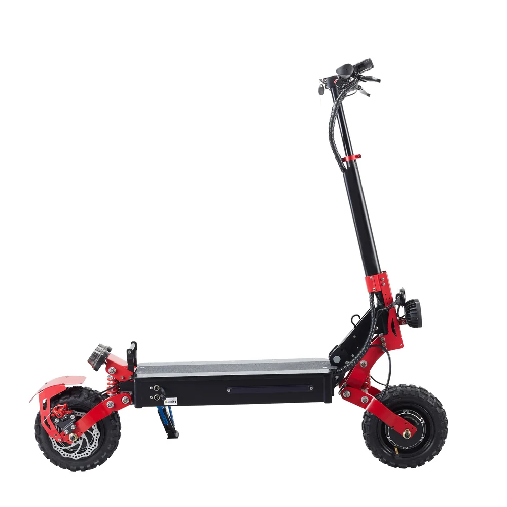 

EU warehouse fast electric scooter X3 2*1200w 10 Inch 70km/h Long Distance Adult Dual Motor Electric Scooter, Black /red