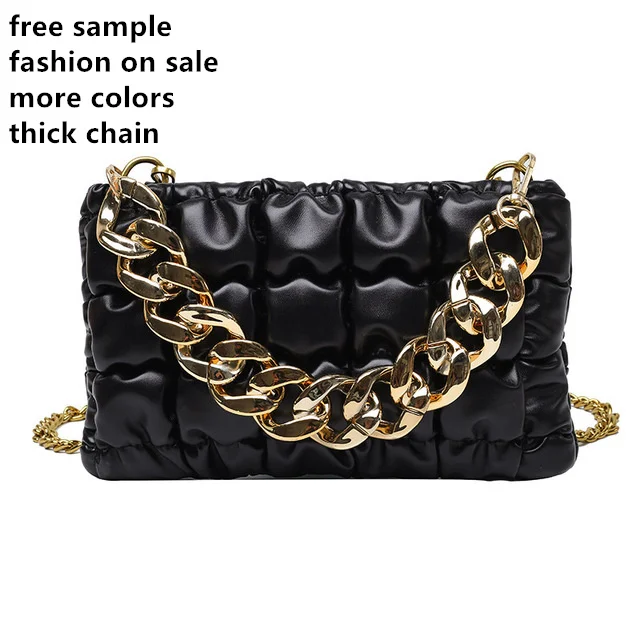 

Fashion Latest Designer handbag Golden thick chain Tote Zipper Ruched Leather Crossbody Shoulder bags for Women Satchel Purses, Requirement